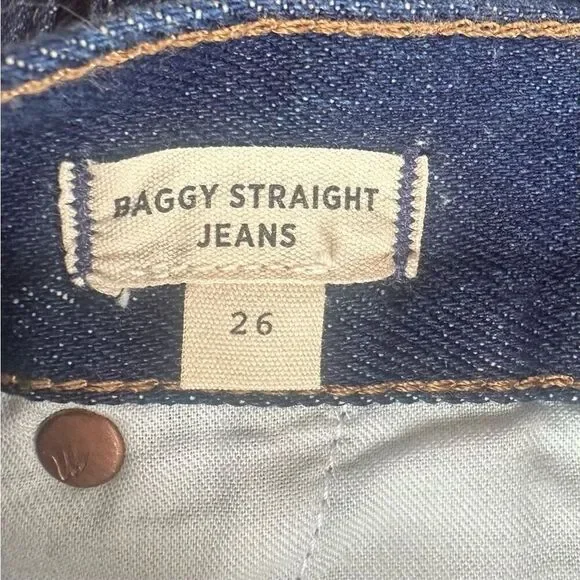 Madewell NWT Baggy Straight Jeans in Woodham Wash: Pleated Edition Size 26 - Picture 8 of 9